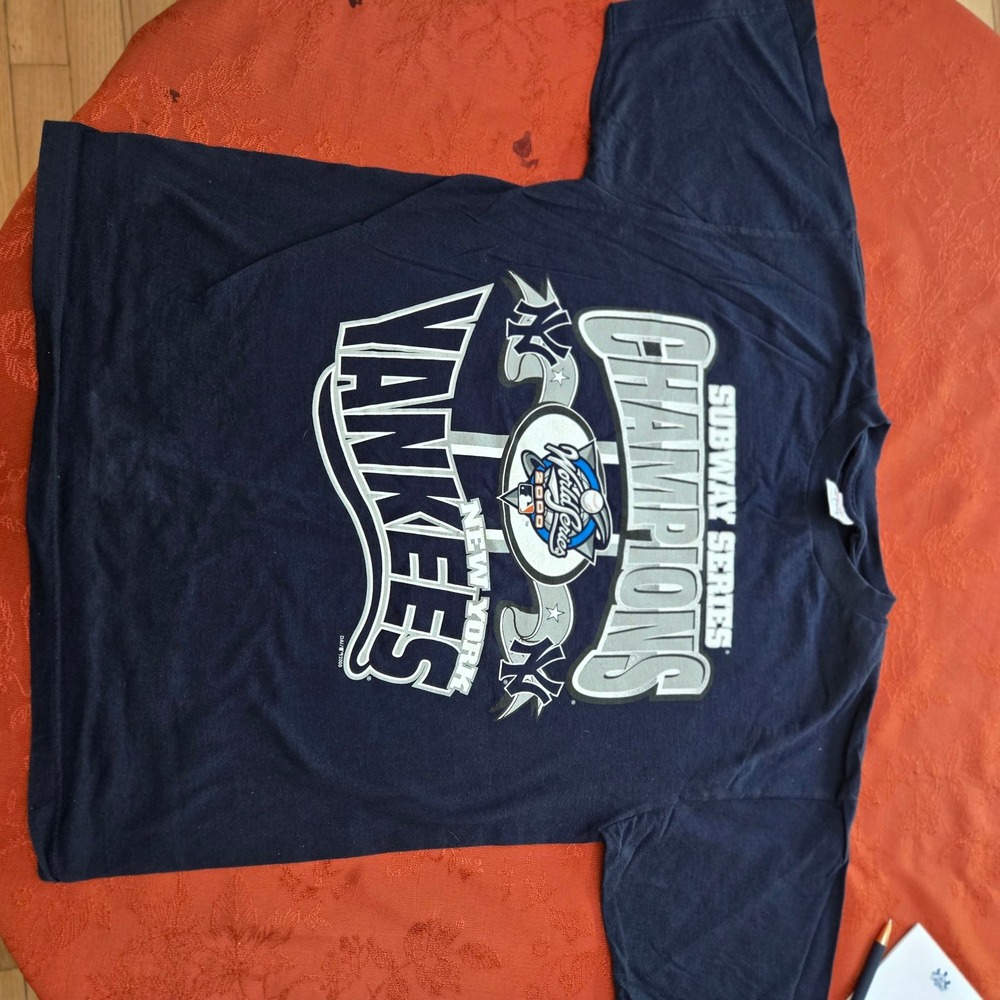 Vintage 2000 New York Yankees Subway Series Champions T-Shirt Navy Blue Large
